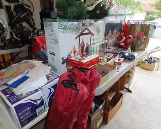 Christmas decorations and beach chairs.