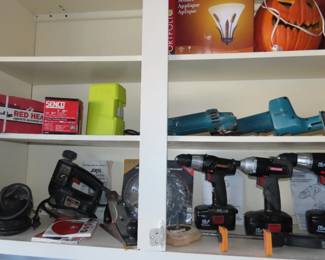 Drills, sawzalls, nail guns, masonary drill, sanders, 
