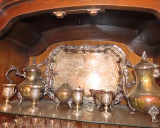 Silver plate tea set.