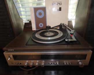 Vintage Sony music center and speakers.