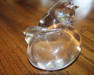 Baccarat crystal reclining cat figurine.