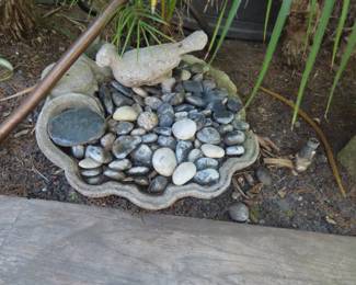 Pebble bath garden decor.