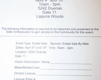 Gate clearance form.