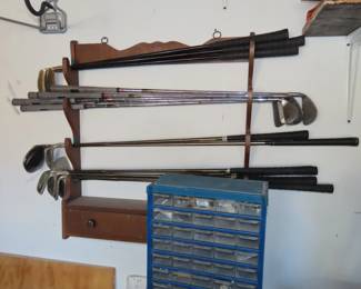 Golf clubs, nail chests.