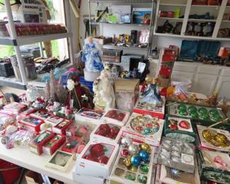 Vintage Shiny Bright Christmas baubles and decorations.