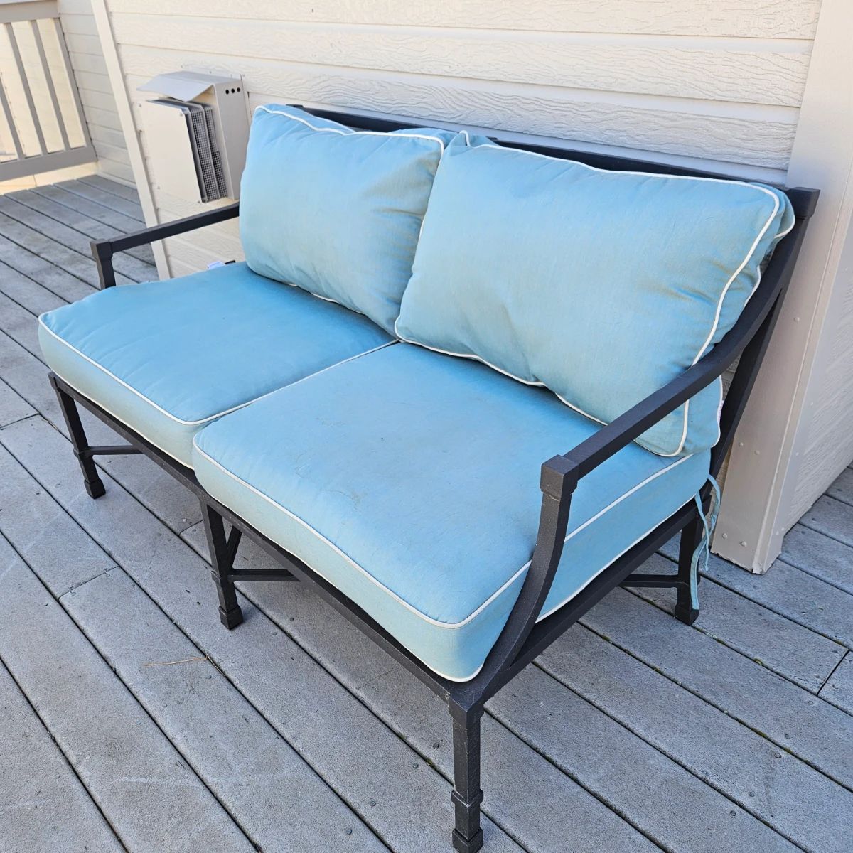 Ballard Designs Outdoor Patio Loveseat Sunbrella Cushions Metal Frame