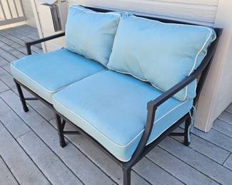 Ballard Designs Outdoor Patio Loveseat Sunbrella Cushions Metal Frame