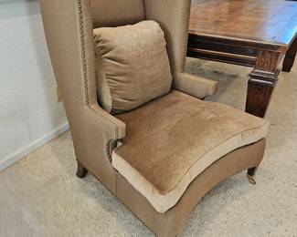 RJones Dallas Lounge Chair Mohair Velvet Nailhead Trim Casters