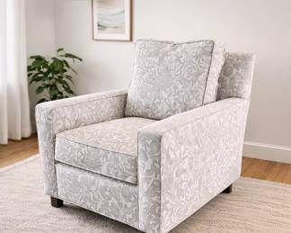 Designer Scalamandre Furniture Armchair – Bali Floral Stone Fabric – Showroom Sample