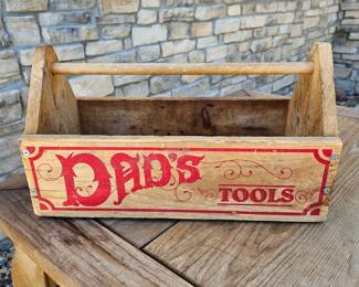 Vintage Wooden Tool Box “Dad’s Tools” – Rustic Carry Tote, 18”