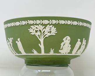 Lovely vintage Wedgwood Sage Green Jasperware "Sacrifice Bowl,"