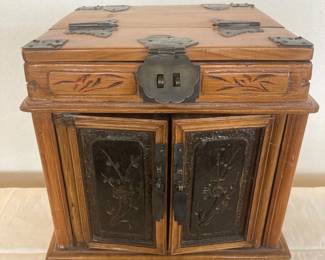 Antique Wooden Dressing Box with Mirror and Drawers, Over 100 Years Old