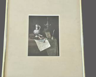 Framed Vintage Still Life Print – Classic Study Scene 22” x 25”