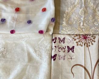 Set of Four 90" Panels with Embroidery and Butterfly Print