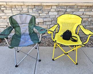 2 Folding Camping Chairs w/ Carry Bags + NEW Adidas Mini Backpack – Mesh Back, Cup Holders