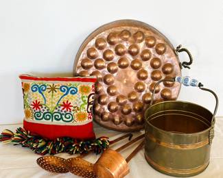 Copper escargot pan plus other boho items