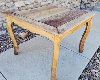 Rustic Weathered Wood Coffee Table – Solid Wood, 38” Square