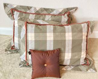 Pair of Standard Flanged Pillow Shams with Coordinated Designs