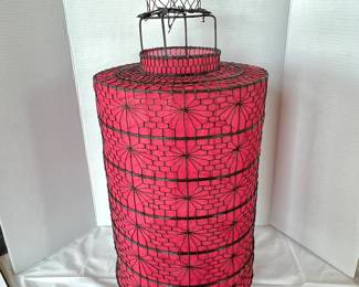 Extra Large Hanging Chinese Lantern - 26" Tall Wire and Fabric in Fuchsia