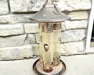 Large Triple Tube Hanging Bird Feeder Metal Glass 21 Inch Outdoor