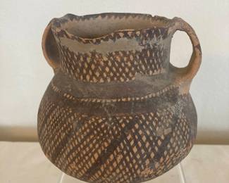 Vintage Chinese Style Pottery Vessel w/ Geometric Decoration – Export Decor