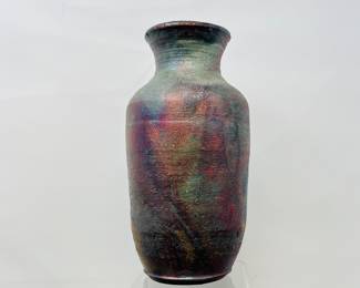 Mark Wong Raku Ceramic Vessel- Hand-Thrown Art Vase