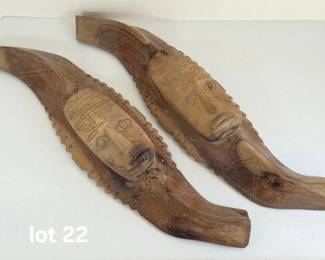 Vintage carved mask wall hangings