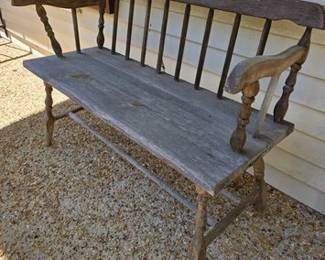 Weathered, but sturdy deacons bench
