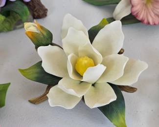 Many porcelain flowers, by various makers