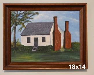 Signed painting of Walter Reed's birthplace in Gloucester, Virginia