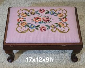 Embroidered footstool