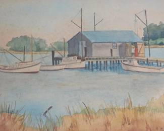 Framed watercolor painting