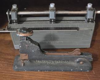 Vintage Hotchkiss stapler and Boston hole punch