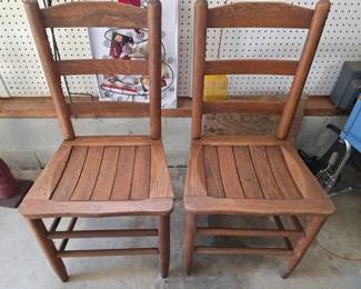 Pair of vintage slat bottom chairs