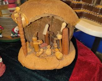 Nativity scene from coconut 