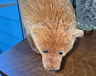 Vintage Porcupine Toothpick Holder with Natural Bristles