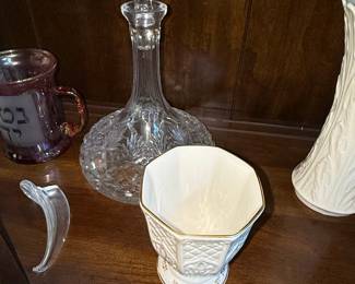 Cut Crystal Decanter and Jewish Ceremonial Bowl