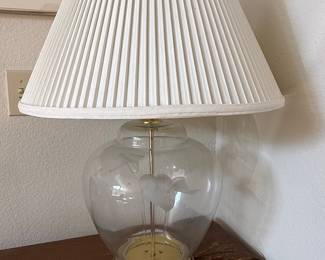 Frosted Glass Urn Table Lamp with Pleated Shade