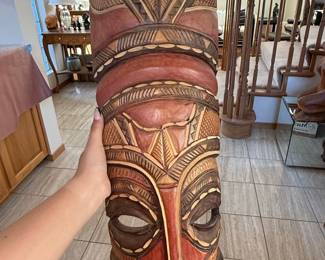 Large Hand-Carved Tiki Mask