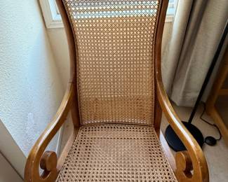 Antique Lincoln Style Cane Seat and Back Rocking Chair
