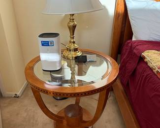 Brass Table Lamp with White Drum Shade
