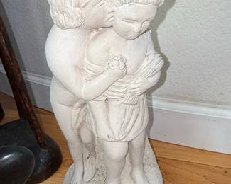 Boy and Girl Kissing Garden Statue