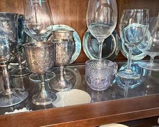 Assorted Silver Goblets and Wine Glasses