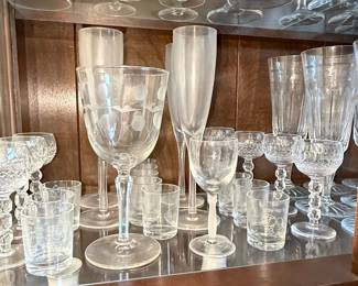 Vintage Etched Floral and Cut Glassware Set