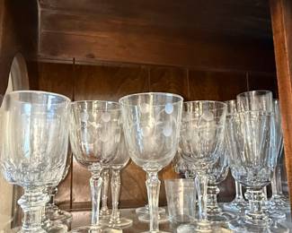 Princess House Heritage Etched Crystal Wine Glasses