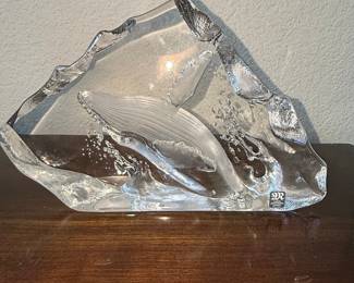 Kosta Boda "Whale" Glass Sculpture by Bertil Vallien