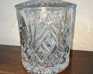 Vintage Cut Crystal Biscuit Barrel with Lid