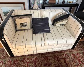 Art Deco / Mid-Century Modern Striped Two-Seater Sofa
