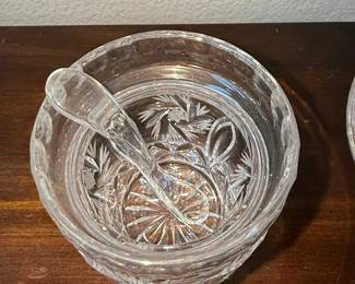 Cut Crystal Jam Jar with Spoon - Waterford Castlemaine Pattern