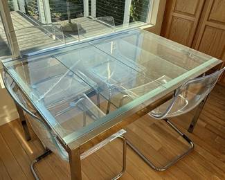 IKEA Glivarp Extendable Glass Dining Table with Tobias Chairs